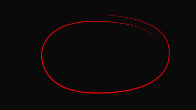 Hand-drawn red circle animation overlay on black background, for emphasis doodle