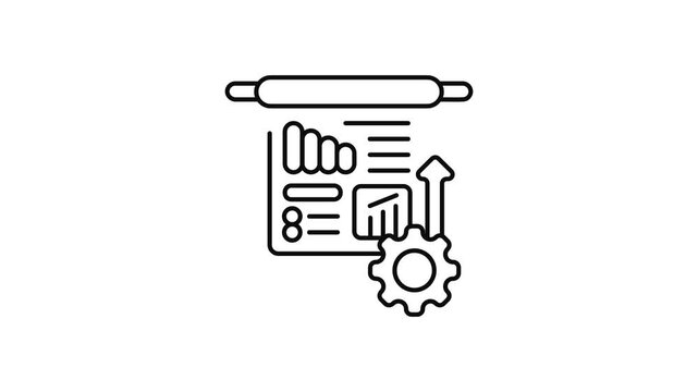Minimalist outline animation of entrepreneur business presentation board drawing on and fading out. Features a clean pop up style in 3 color setups.