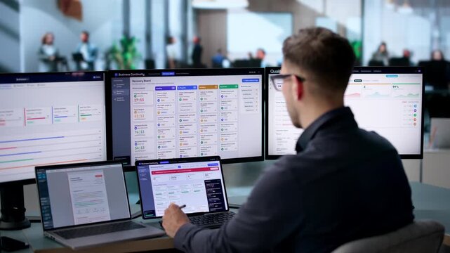 Business Analyst Monitors Real-time Dashboard Ensuring Critical Operations
