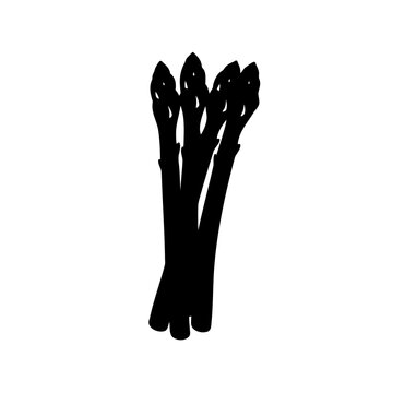 Black asparagus bundle illustration - Minimalist vector illustration of a bundle of black asparagus stalks standing upright. Clean and simple design for food, health, or culinary themes.