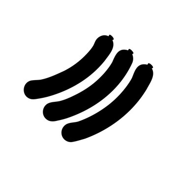 Three black sausage icons in abstract style - Minimalist vector illustration of three black sausages arranged in a dynamic, abstract style for modern design use.