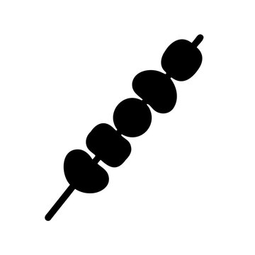 Black circular beads on a stick icon - Minimalist vector icon showing five black circular beads lined up on a thin stick, ideal for craft or design projects.