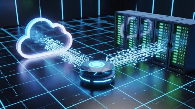 Futuristic Cloud Load Balancing and Server Data Transfer Visualization