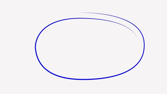 Hand-drawn blue circle animation loop, minimalist overlay for emphasis and highlighting doodle