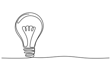 Continuous single line drawing of a light bulb representing a bright idea and creativity Vector, illustration © Alo 2026 Arts