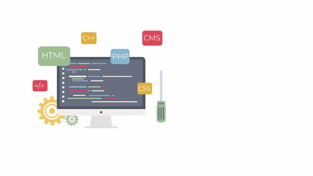 Computer Programming Development and Software Engineering Concept Animation.