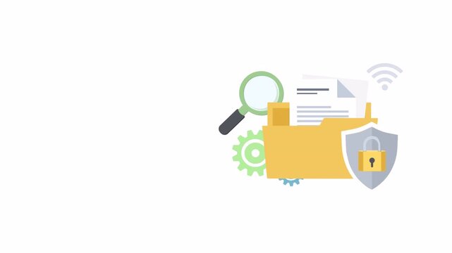 Digital data security and file protection concept animation.