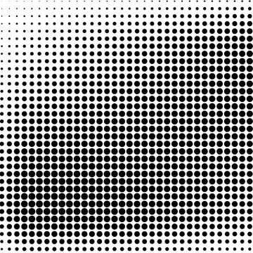 Abstract halftone black and white. The pattern of dots of ink gradient
