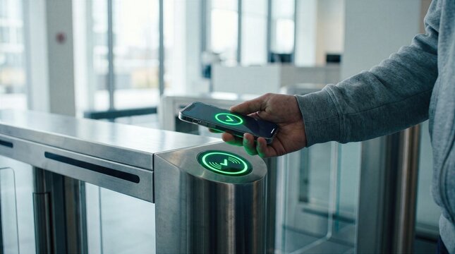 Smartphone unlocking contactless office security gate