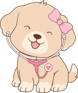 Cute Puppy With Stethoscope Illustration