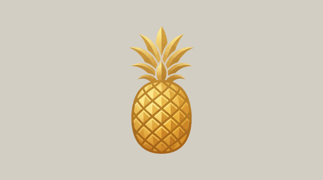 Golden pineapple illustration on beige background with copy space for text design vector graphic symbol logo icon tropical fruit concept luxury style
