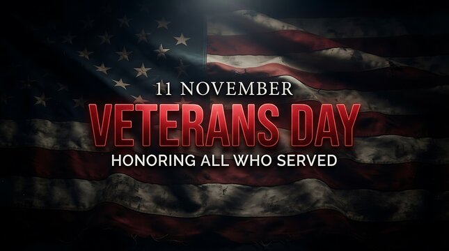 Veterans day background with american flag design honoring all who served in the united states military forces