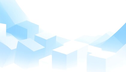 Fototapeta premium Abstract, geometric shapes in varying shades of blue, softly overlapping against a white background, creating a sense of depth
