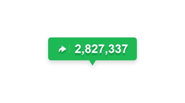 Share counter button with green rounded rectangle and white arrow icon