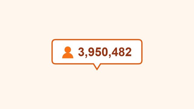 Social media follower count notification bubble with orange design