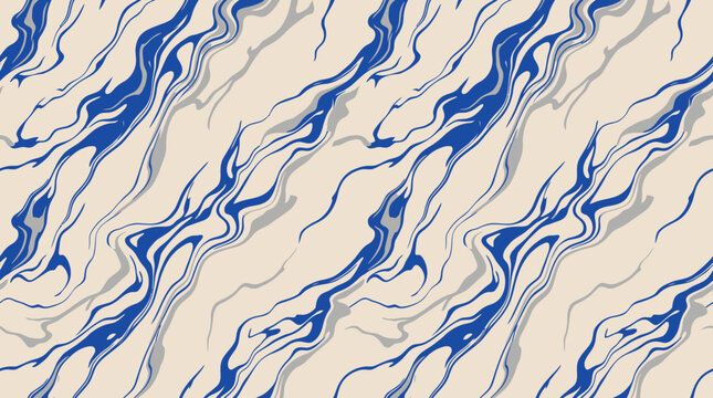 Diagonal Blue and Gray Marble Swirl Abstract Pattern