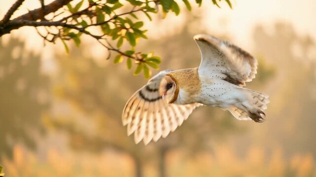 masked owl flying close up in queensland australia rainforest morning light video