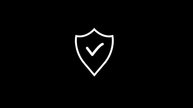 Shield with tick animated outline icon with alpha channel. shield with tick 100% Security icon