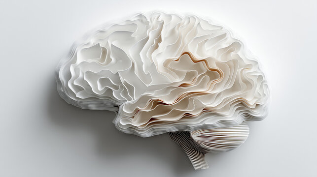 Soft White Wave Texture Human Brain Art Concept, 소프트 화이트 웨이브 질감의 인간 뇌 아트 콘셉트