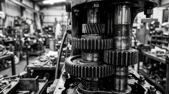 Close-Up of Metal Gear Mechanism with Circular Tooth Cnc coordinate measuring machine analyzing