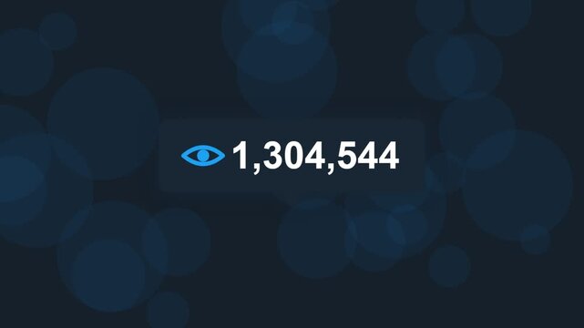 Video view count counter with blue eye icon on dark background