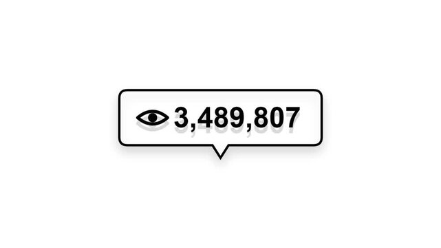 Social media view count notification bubble with eye icon
