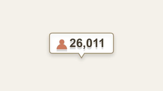 Follower count notification bubble with increasing social media numbers