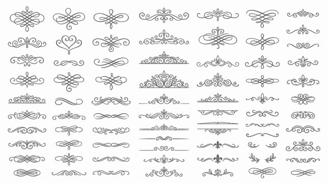 Minimalist filigree dividers and elegant scroll ornaments set.