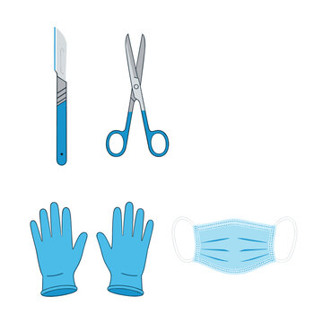 Surgical Tools and Protective Gear for Medical Procedures.