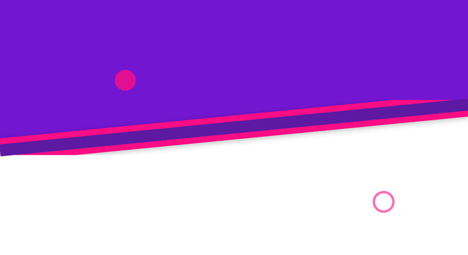 Diagonal purple banner graphic accented with bright pink stripes and small circle dots png. Modern slanted geometric vector design layout. Provided as an isolated transparent png cutout.