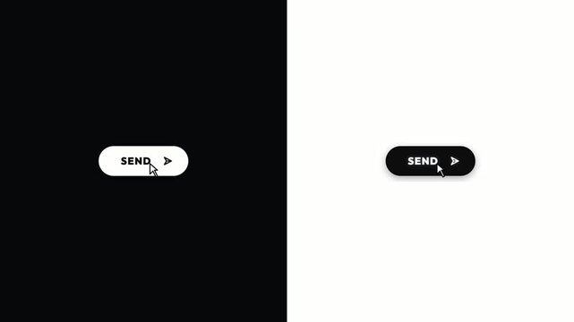 Digital send button animation with mouse click effect. 4K Video