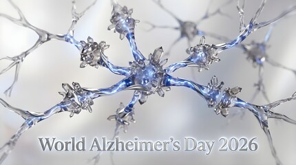 Fototapeta premium Bright Glass Neural Network Structure World Alzheimer's Day Poster