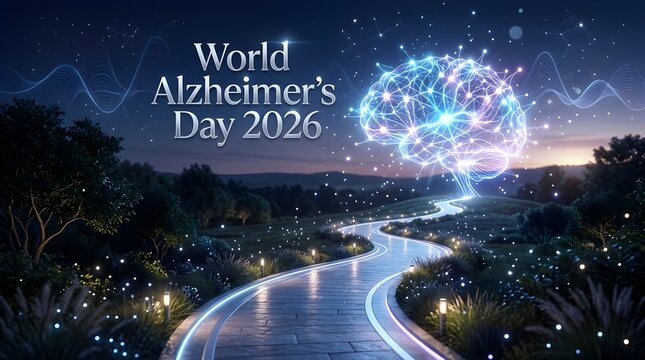 Glowing Winding Pathway to Brain Neural Network Landscape Poster