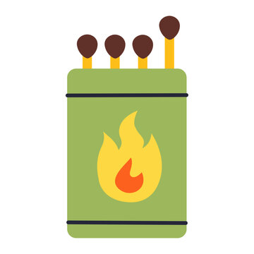 Camping Matchbox with Wooden Matches Illustration Isolated on Transparent Background for Outdoor Survival and Fire Starting