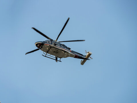 Carabinieri helicopter in flight. Leonardo UH-169C model