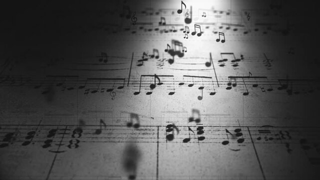 Close-up of vintage sheet music with aged paper texture and soft lighting