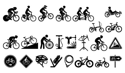 Naklejka premium Cycling icons and illustrations collection for sports and recreation designs
