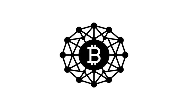 Bitcoin network illustration blockchain technology and cryptocurrency connection