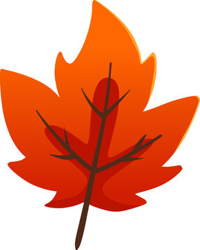 Bright Orange Maple Leaf Element for Autumn Decoration