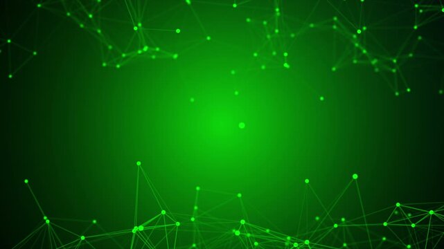 Green Abstract Plexus Border Technology Background with Digital Data Network Connection for Blockchain, Computer Network, Artificial Intelligence, Internet and Quantum Computing Loop