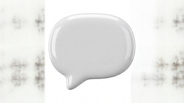 Glossy 3d speech bubble icon on light surface