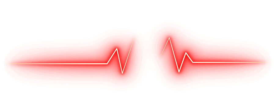 red abstract heartbeat line png transparent background design, vibrant red pulse waveform png with rhythmic peaks, glowing red heartbeat signal png transparent background