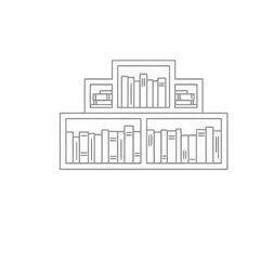 Obraz premium Bookshelf with books illustration