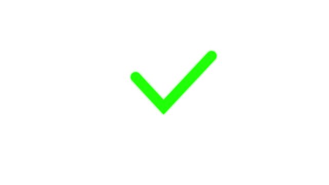 Check mark symbol animation on white background, correctness, or positive affirmation in various digital and print media smooth, green check mark animation that symbolizes approval, success.