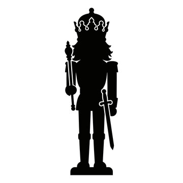 Christmas nutcracker silhouette vector, traditional holiday soldier icon, festive winter decoration graphic isolated on White Background