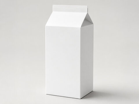 Blank white milk or juice carton gable top box packaging mockup isolated on light grey background
