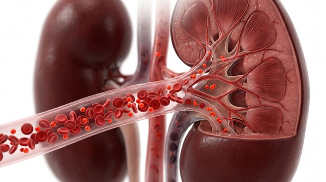 Healthy Kidneys Blood Circulation Medical Illustration
