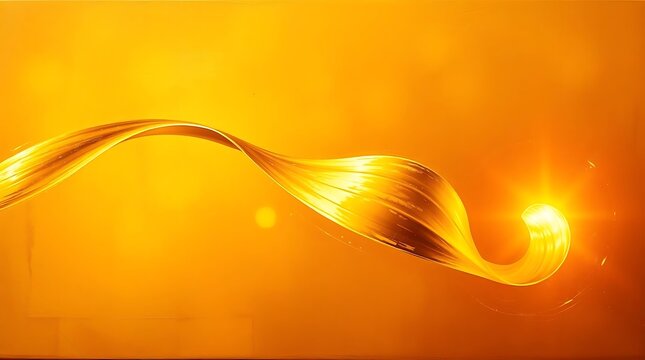 A smooth golden liquid wave flowing on a warm orange background.