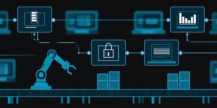 factory links business operations warehouse robotics machine and efficiency through security driven commerce