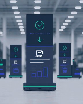 warehouse guides efficiency with factory while business machine operations and robotics strengthen platform digital
